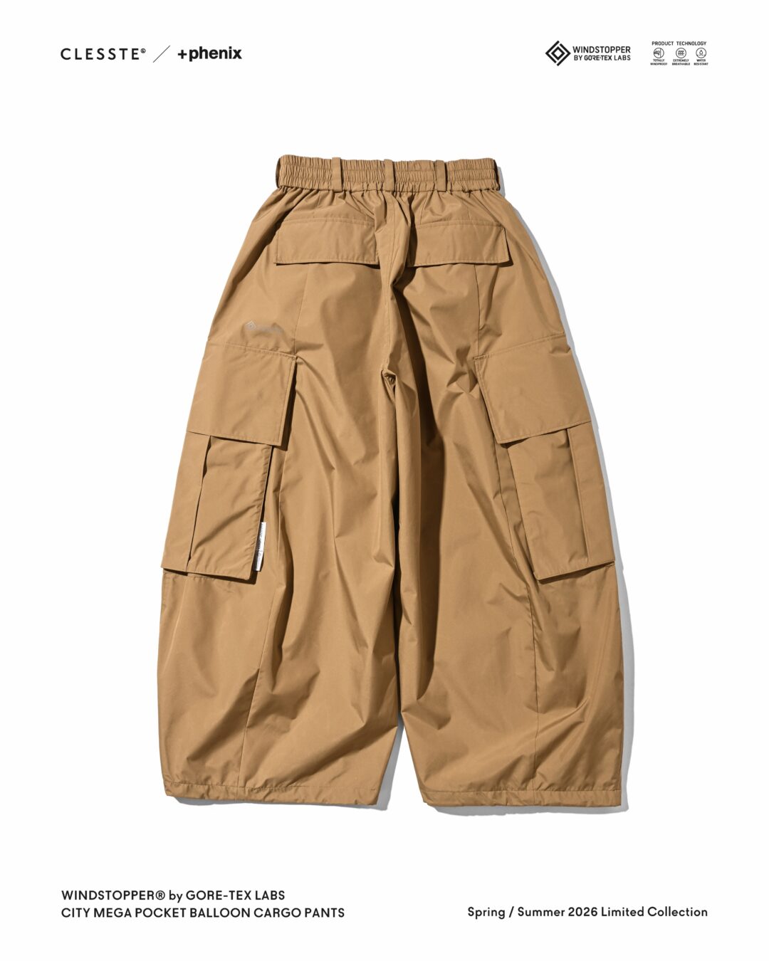 CLESSTE × Plus Phenix 2026 SS 別注 “WINDSTOPPER by GORE-TEX LABS CITY MEGA POCKET BALLOON CARGO PANTS”が7/1 発売 (クレスト プラスフェニックス ゴアテックス ウィンドストッパー パンツ)