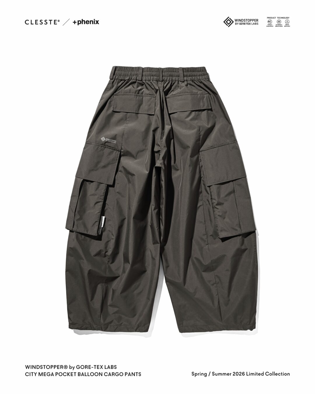 CLESSTE × Plus Phenix 2026 SS 別注 “WINDSTOPPER by GORE-TEX LABS CITY MEGA POCKET BALLOON CARGO PANTS”が7/1 発売 (クレスト プラスフェニックス ゴアテックス ウィンドストッパー パンツ)