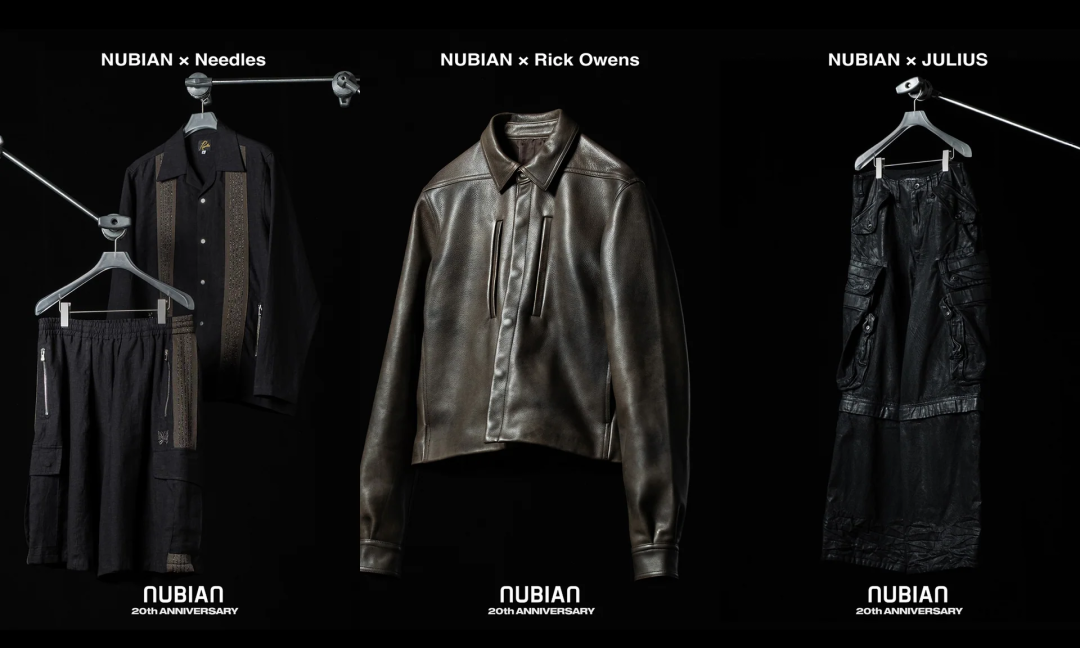 NUBIAN設立20周年を記念した「Rick Owens / Needles / JULIUS」コラボレーションが2026年 7/4 発売 (ヌビアン リック・オウエンス ニードルズ ユリウス)