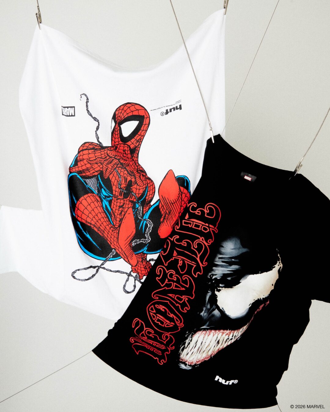 歴代のSpider-Manシリーズからインスピレーションを得た HUF × MARVEL COLLECTIONが2026年 7/24 発売 (スパイダーマン ハフ マーベル コレクション)