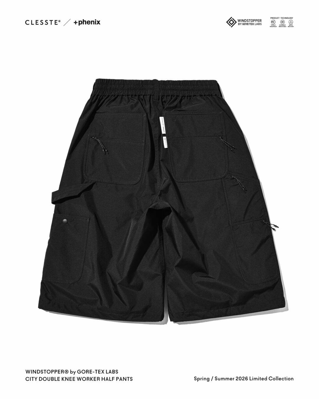 CLESSTE × Plus Phenix 2026 SS 別注 “WINDSTOPPER by GORE-TEX LABS CITY DOUBLE KNEE WORKER HALF PANTS”が7/22 発売 (クレスト プラスフェニックス ゴアテックス ウィンドストッパー パンツ)