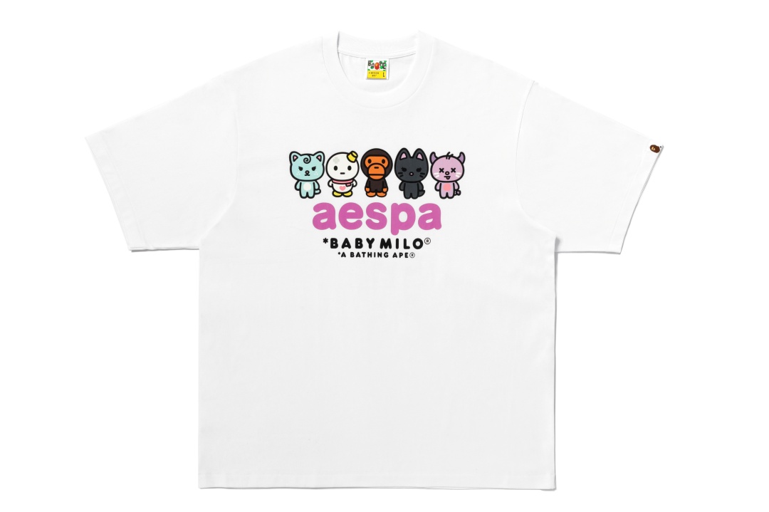 aespa x A BATHING APE BABYMILO コラボレーションが2026年 8/1 発売 (エスパ ア ベイシング エイプ)
