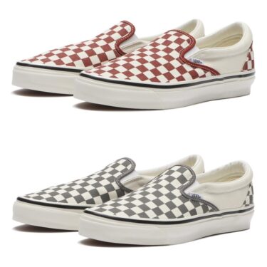 【2026年 7/1 発売】VANS PREMIUM CLASSIC SLIP-ON 98 “CHECKERBOARD/PEWTER/POPPY EMBER RED” (バンズ プレミアム クラシック スリッポン) [VN000D9PGWR/VN000D9PPWT]