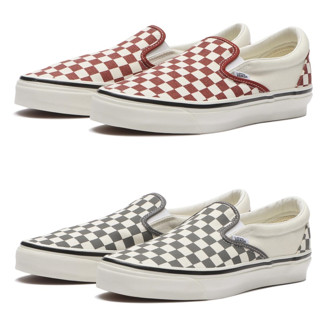 【2026年 7/1 発売】VANS PREMIUM CLASSIC SLIP-ON 98 “CHECKERBOARD/PEWTER/POPPY EMBER RED” (バンズ プレミアム クラシック スリッポン) [VN000D9PGWR/VN000D9PPWT]