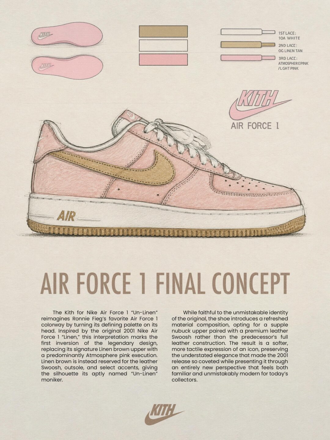【2026年 発売予定】KITH × NIKE AIR FORCE 1 LOW & AIR MAX 95 SP “Linen” (キス ナイキ エア マックス フォース “リネンコレクション”) [IW8732-225/IW8733-201/IM6039-201]