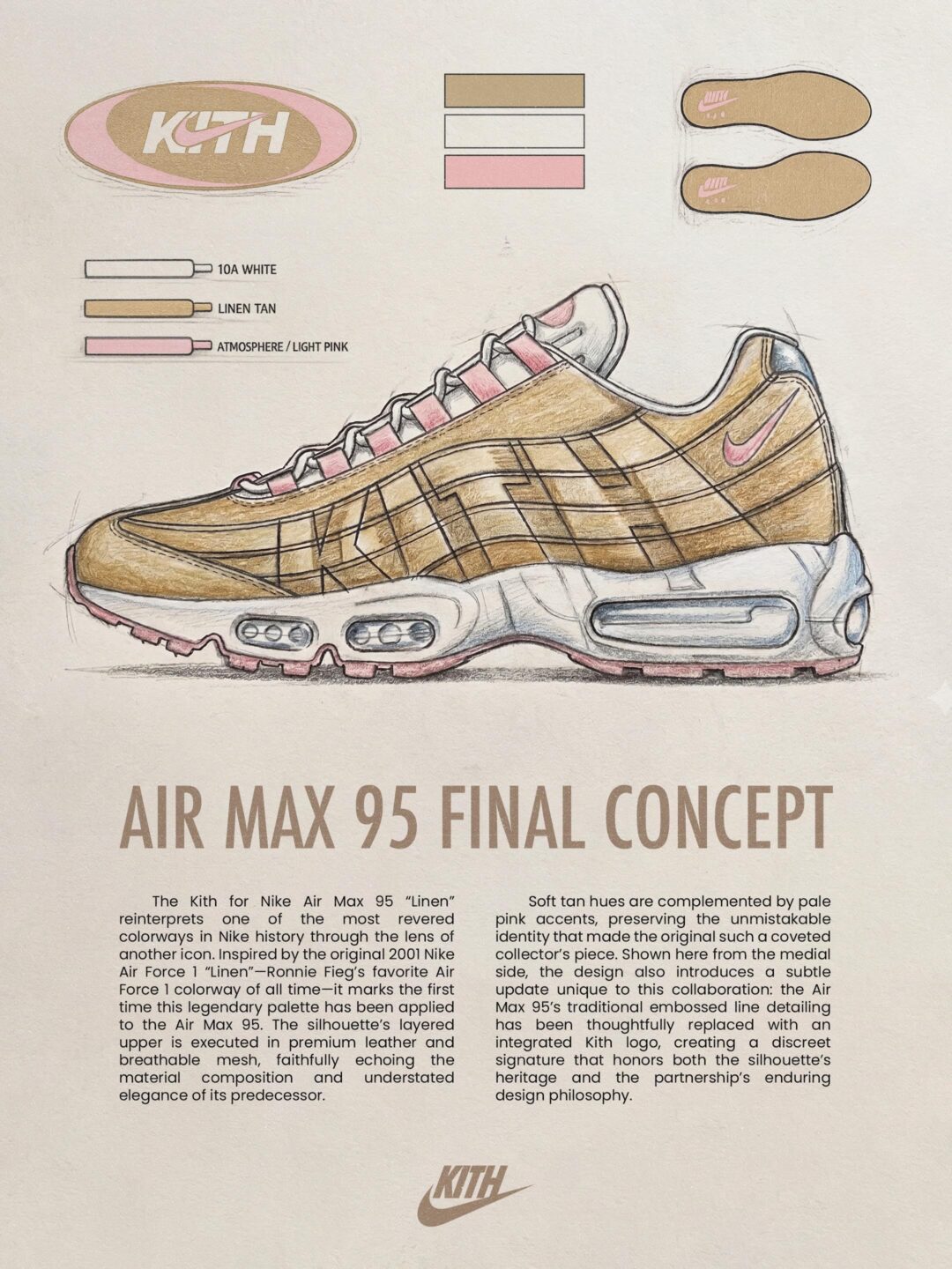 【2026年 発売予定】KITH × NIKE AIR FORCE 1 LOW & AIR MAX 95 SP “Linen” (キス ナイキ エア マックス フォース “リネンコレクション”) [IW8732-225/IW8733-201/IM6039-201]