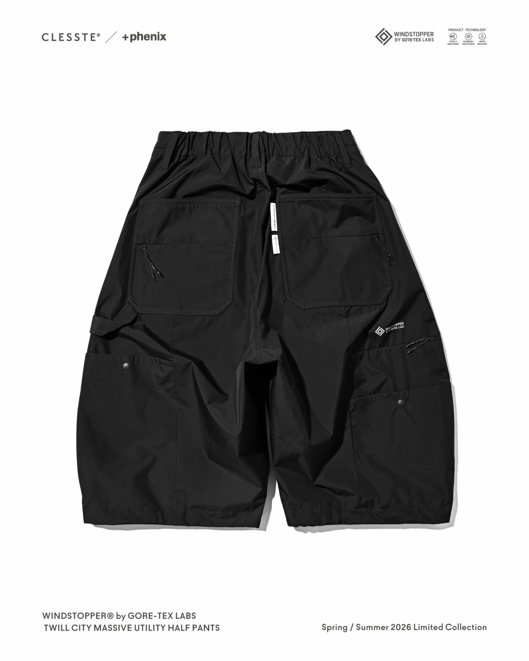 CLESSTE × Plus Phenix 2026 SS 別注 “WINDSTOPPER by GORE-TEX LABS TWILL CITY MASSIVE UTILITY HALF PANTS”が7/8 発売 (クレスト プラスフェニックス ゴアテックス ウィンドストッパー パンツ)