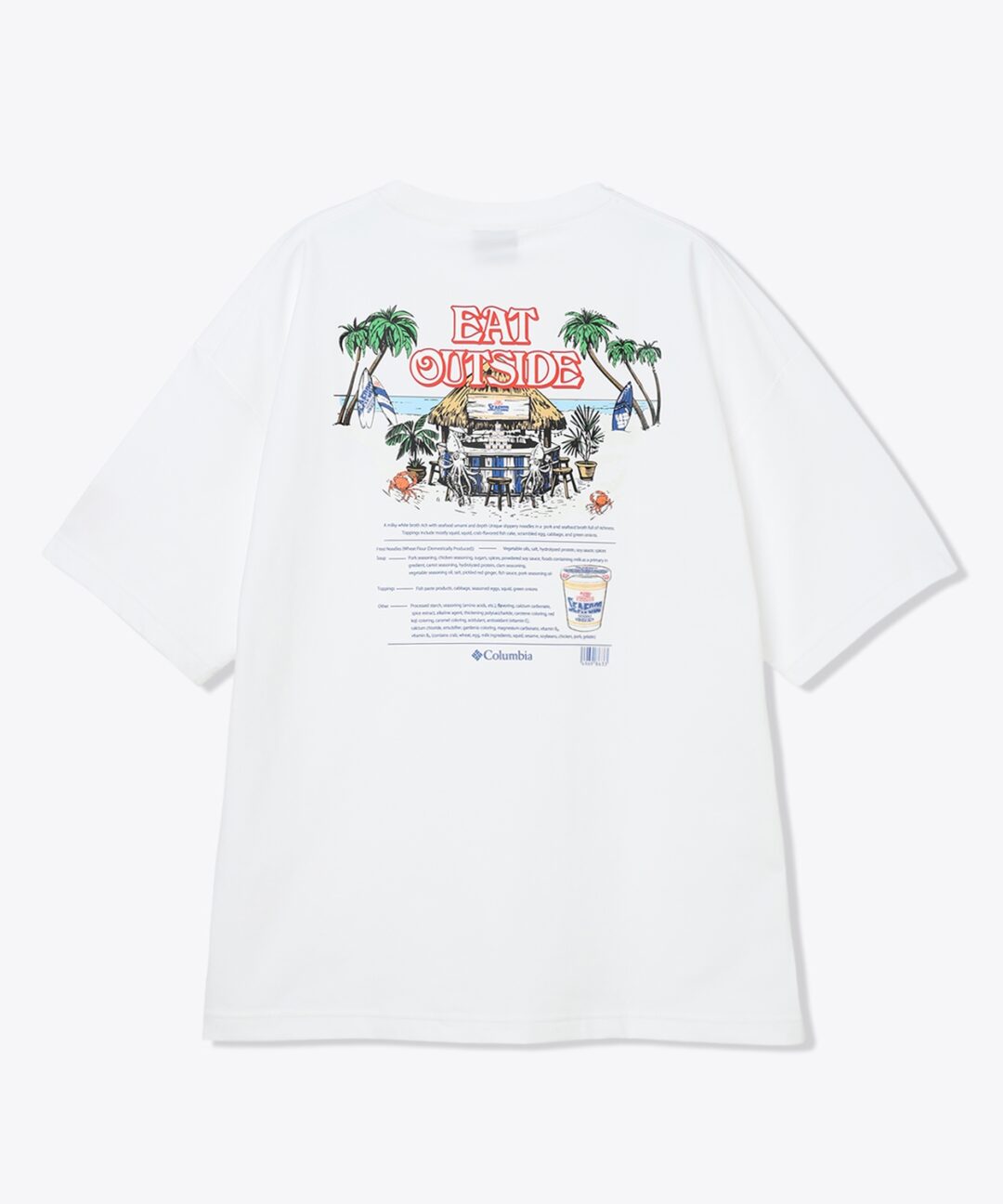 コロンビア × カップヌードル 55周年記念コラボ第2弾「シーフードヌードル ショートスリーブTシャツ」が2026年 7/17 発売 (Columbia)