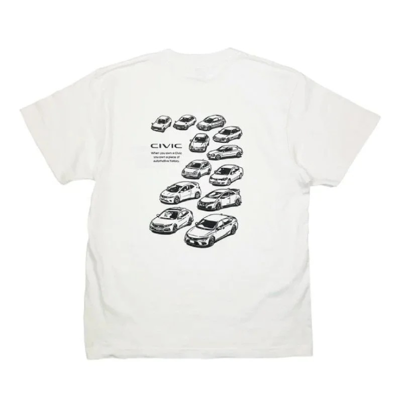 Honda シビックの歴代モデルが大集合のデザイン!”CIVICヒストリーTシャツ”に新色が登場 (ホンダ)