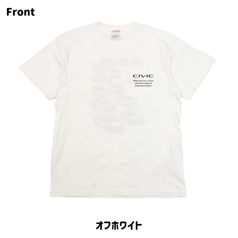 Honda シビックの歴代モデルが大集合のデザイン!”CIVICヒストリーTシャツ”に新色が登場 (ホンダ)