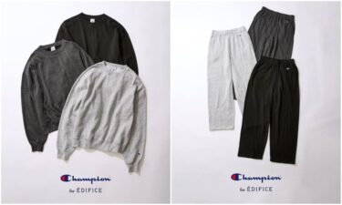 EDIFICE × Champion 2026 FW 別注 “「L.W.D.」Crew Sweat & Sweat Pants”が10月中旬 発売 (エディフィス チャンピオン)