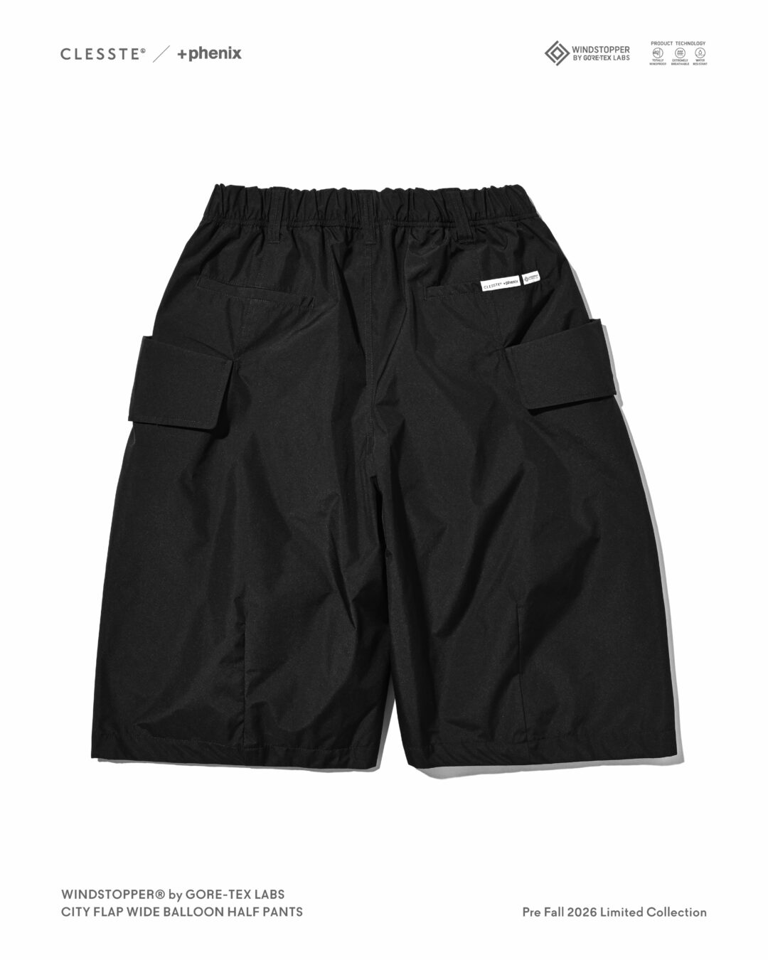 CLESSTE × Plus Phenix 2026 FALL 別注 “WINDSTOPPER by GORE-TEX LABS CITY FLAP WIDE BALLOON HALF PANTS”が8/12 発売 (クレスト プラスフェニックス ゴアテックス ウィンドストッパー パンツ)