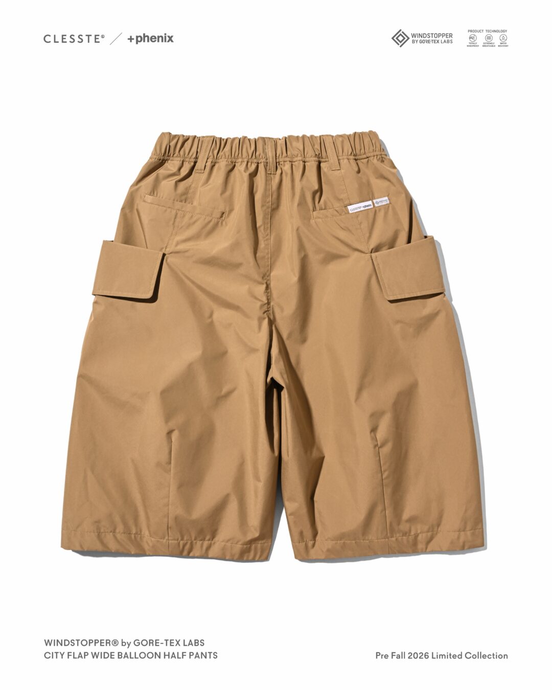 CLESSTE × Plus Phenix 2026 FALL 別注 “WINDSTOPPER by GORE-TEX LABS CITY FLAP WIDE BALLOON HALF PANTS”が8/12 発売 (クレスト プラスフェニックス ゴアテックス ウィンドストッパー パンツ)