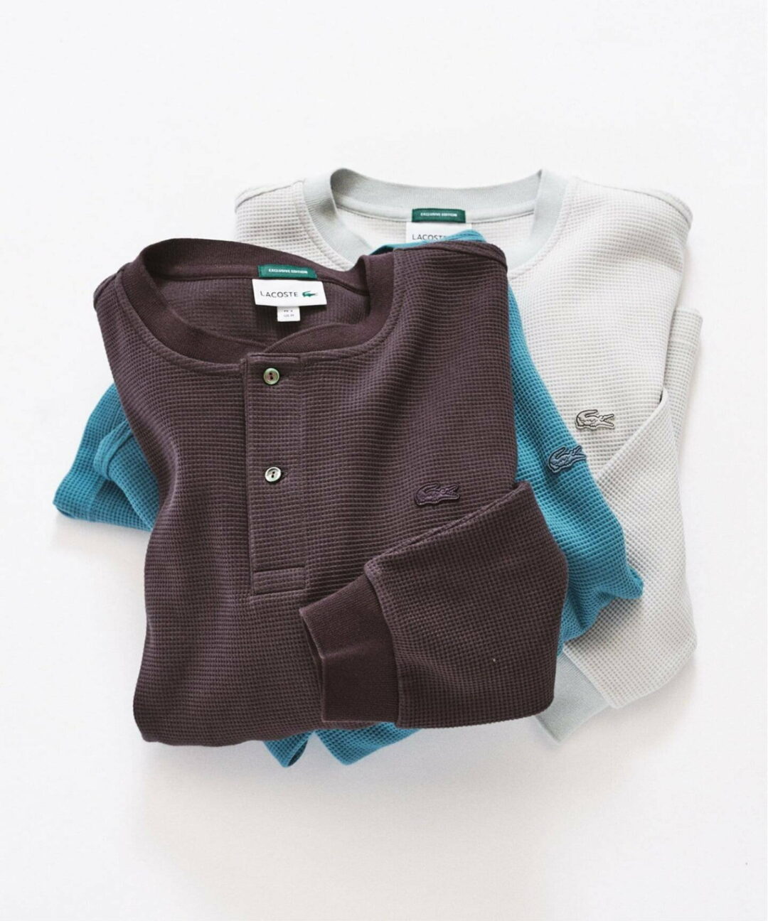 417 EDIFICE × LACOSTE 2026 FW 別注 “ヘンリーネック ワッフルTシャツ”が9月上旬 発売 (エディフィス ラコステ)