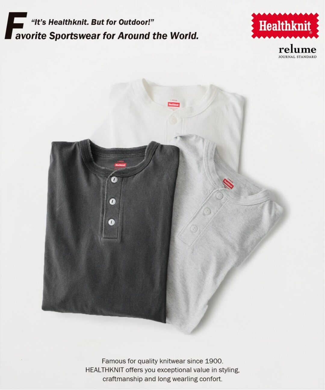 JOURNAL STANDARD relume × Healthknit 2026 FW 別注 “ヘンリーネック ロンT”が9月中旬 発売 (ジャーナルスタンダード ヘルスニット)