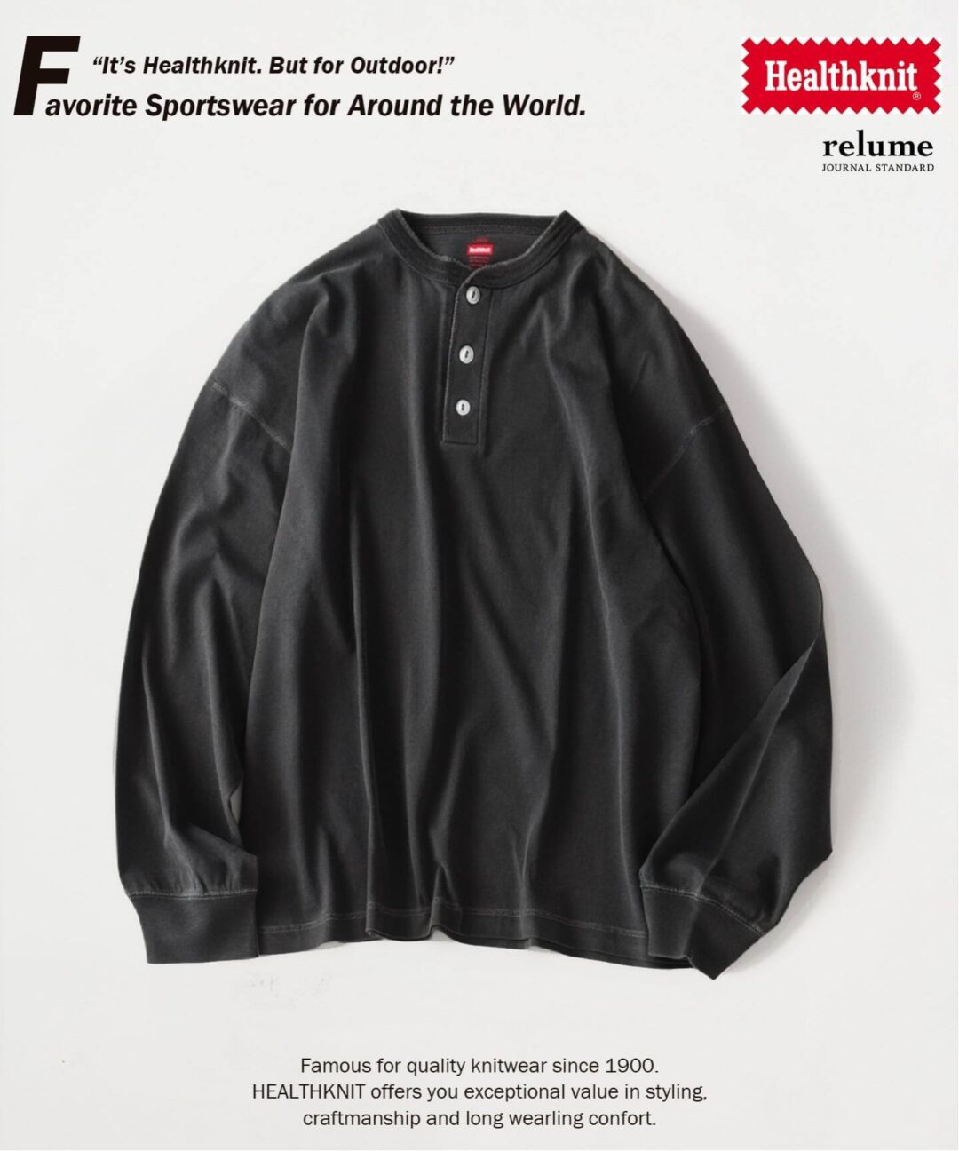 JOURNAL STANDARD relume × Healthknit 2026 FW 別注 “ヘンリーネック ロンT”が9月中旬 発売 (ジャーナルスタンダード ヘルスニット)