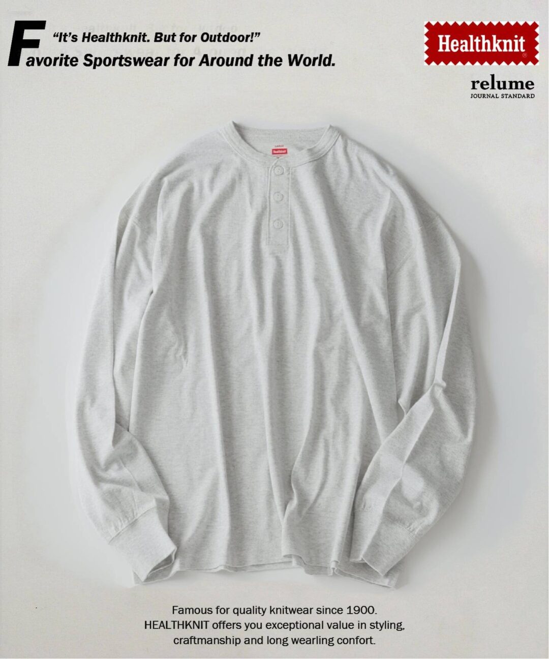 JOURNAL STANDARD relume × Healthknit 2026 FW 別注 “ヘンリーネック ロンT”が9月中旬 発売 (ジャーナルスタンダード ヘルスニット)