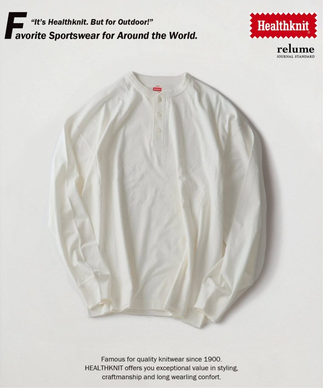 JOURNAL STANDARD relume × Healthknit 2026 FW 別注 “ヘンリーネック ロンT”が9月中旬 発売 (ジャーナルスタンダード ヘルスニット)