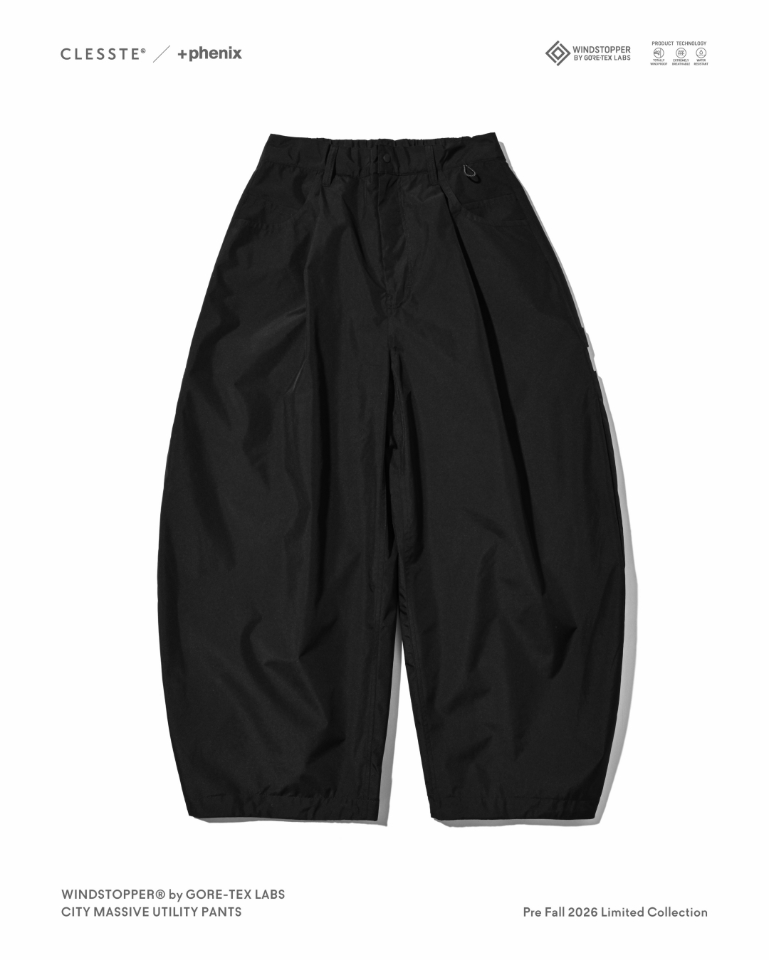 CLESSTE × Plus Phenix 2026 FALL 別注 “WINDSTOPPER by GORE-TEX LABS CITY MASSIVE UTILITY PANTS”が8/26 発売 (クレスト プラスフェニックス ゴアテックス ウィンドストッパー パンツ)