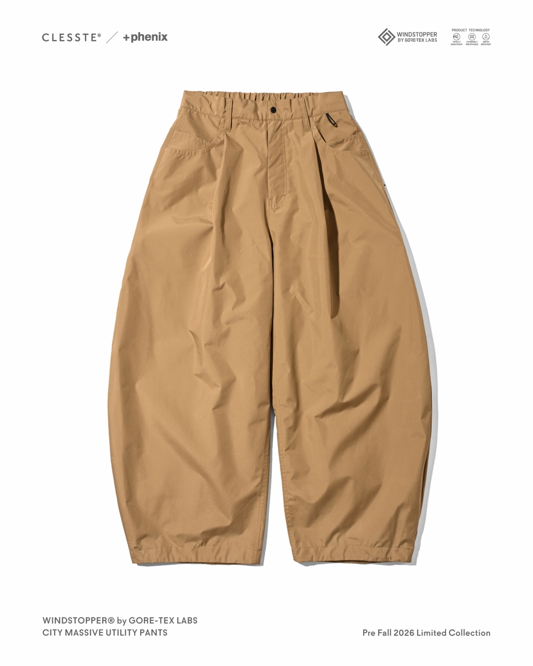 CLESSTE × Plus Phenix 2026 FALL 別注 “WINDSTOPPER by GORE-TEX LABS CITY MASSIVE UTILITY PANTS”が8/26 発売 (クレスト プラスフェニックス ゴアテックス ウィンドストッパー パンツ)