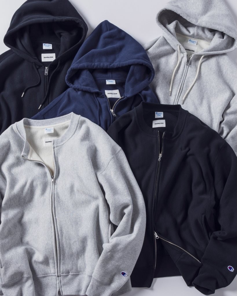 Champion × monkey time 2026 FW 別注 “フルジップ フーディー & フルジップ クルーネック スウェット”が9/17 発売 (チャンピオン モンキータイム)