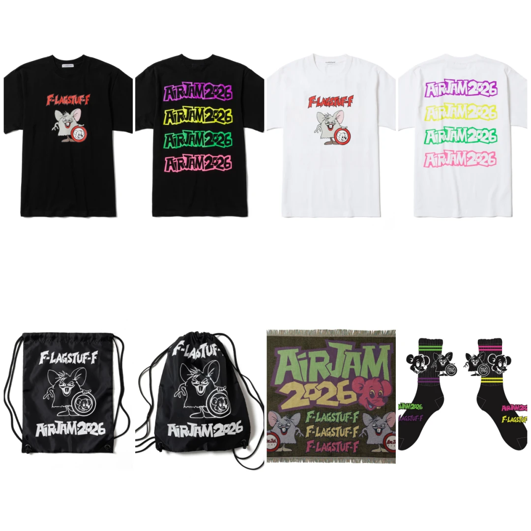 F-LAGSTUF-F x AIR JAM 2026 コラボアイテムが2026年 10/31 23:59 まで予約販売 (フラグスタフ エアジャム Hi-STANDARD ハイスタンダード ハイスタ)