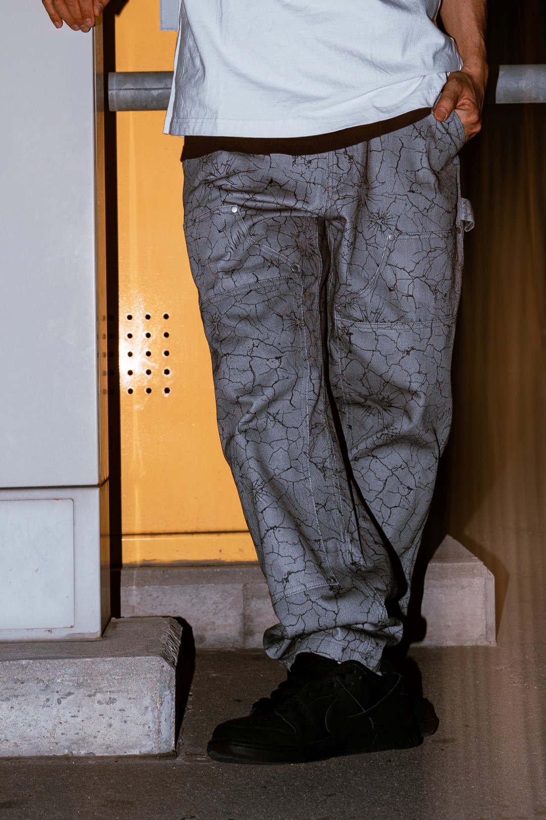 【抽選販売】新作ダブルニーパンツ S.W.U.N “Cracked Double Knee Pants” 2カラー (エスダブルユーエヌ “クラック ダブルニー パンツ”)