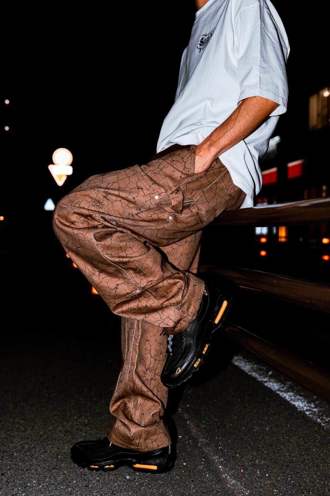 【抽選販売】新作ダブルニーパンツ S.W.U.N “Cracked Double Knee Pants” 2カラー (エスダブルユーエヌ “クラック ダブルニー パンツ”)