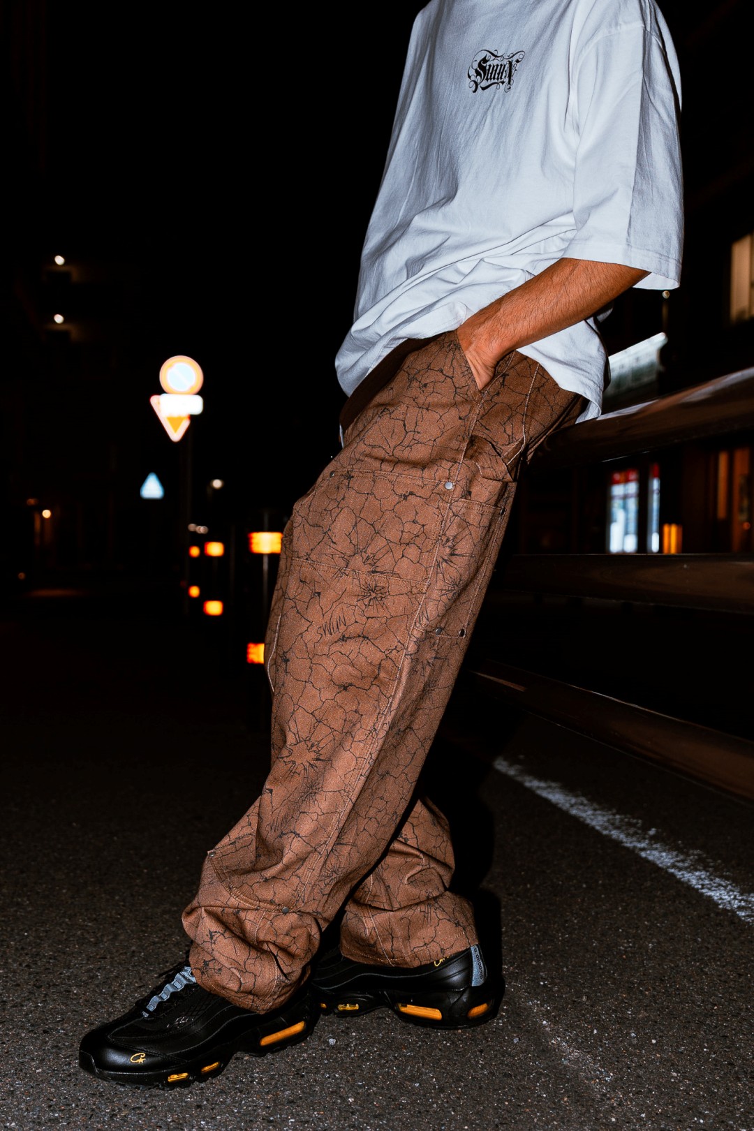 【抽選販売】新作ダブルニーパンツ S.W.U.N “Cracked Double Knee Pants” 2カラー (エスダブルユーエヌ “クラック ダブルニー パンツ”)