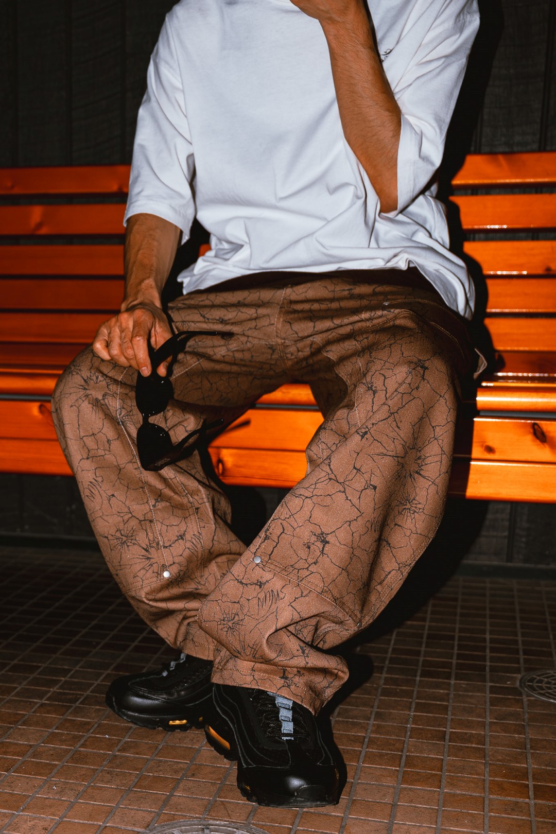 【抽選販売】新作ダブルニーパンツ S.W.U.N “Cracked Double Knee Pants” 2カラー (エスダブルユーエヌ “クラック ダブルニー パンツ”)