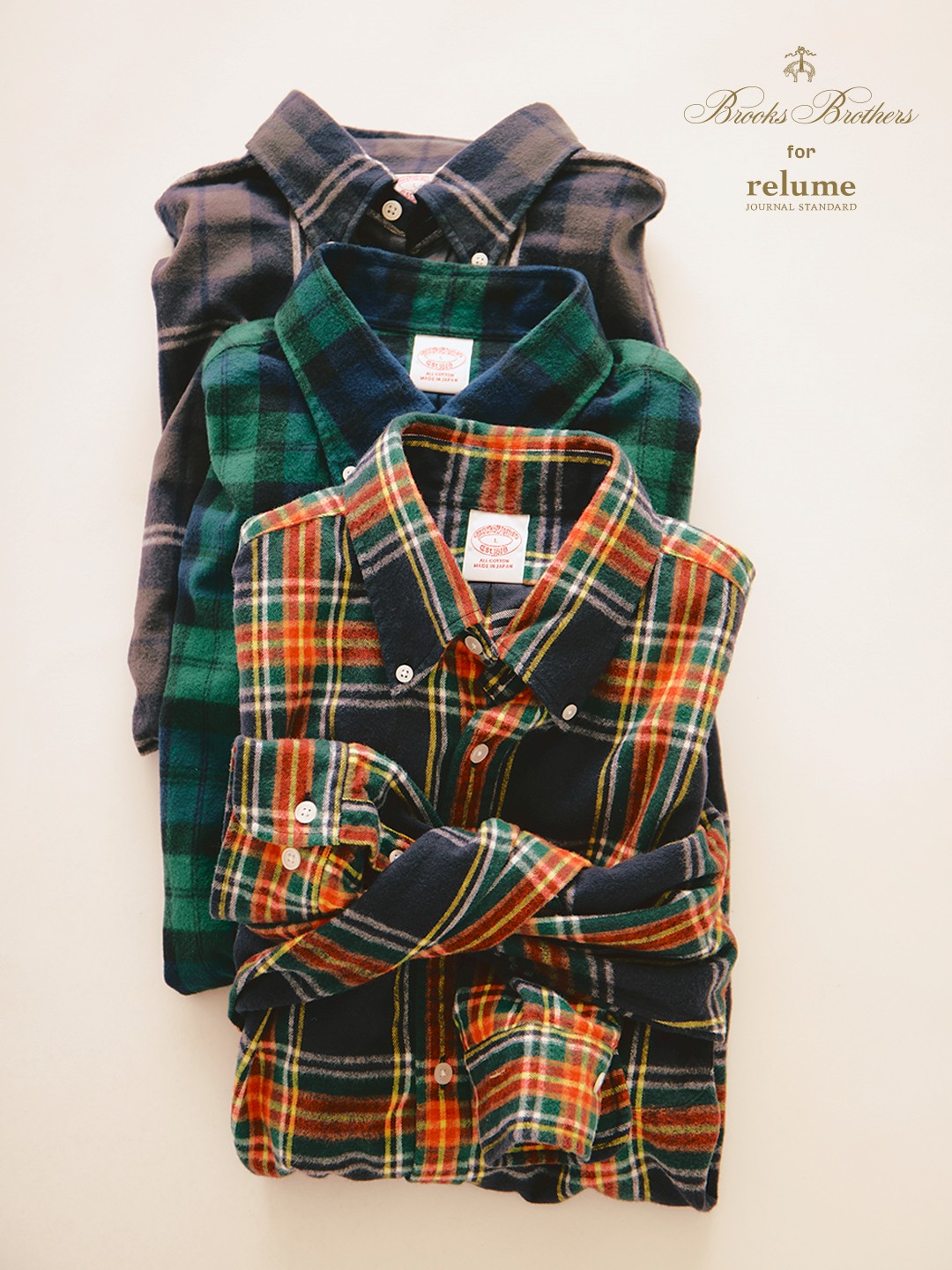 JOURNAL STANDARD relume × Brooks Brothers 2026 FW 別注 “フランネル BDシャツ & ストライプスラックス”が10月中旬 発売 (ジャーナルスタンダード ブルックスブラザーズ)