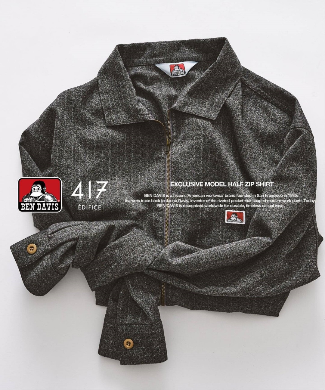 417 EDIFICE × BEN DAVIS 2026 FW 別注 “Half Zip Shirt”が10月下旬 発売 (エディフィス ベンデイビス)