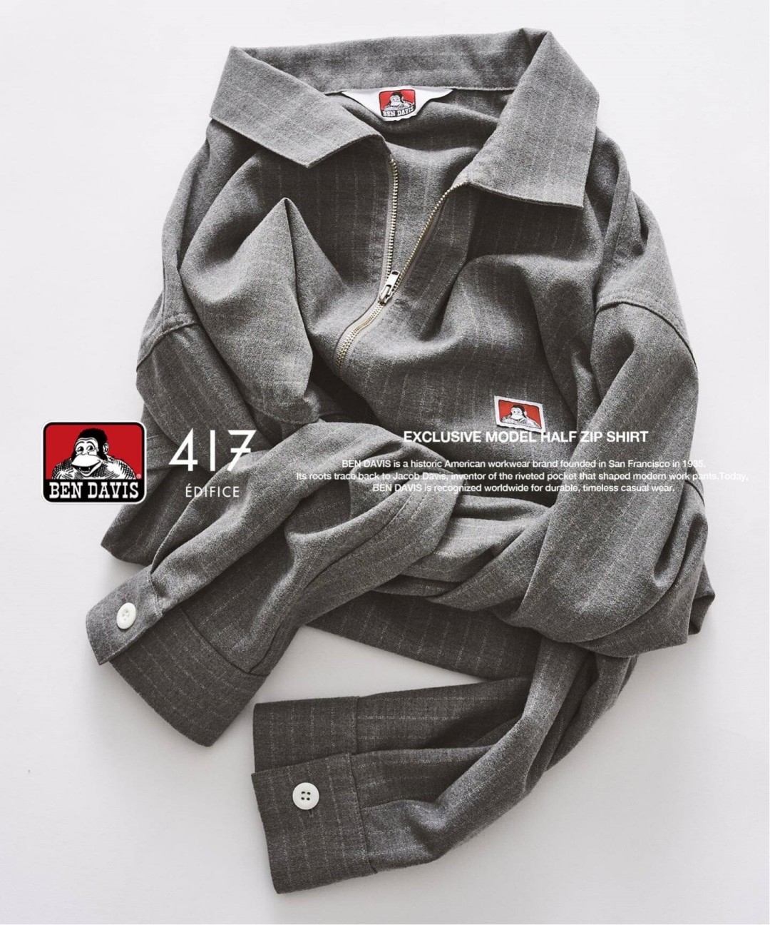 417 EDIFICE × BEN DAVIS 2026 FW 別注 “Half Zip Shirt”が10月下旬 発売 (エディフィス ベンデイビス)