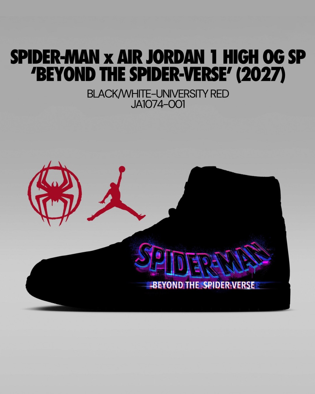 【2027年 夏 発売予定】Spider-Man: Beyond The Spider-Verse × NIKE AIR JORDAN 1 HIGH OG SP (ナイキ エア ジョーダン 1 ハイ OG “スパイダーマン:ビヨンド・ザ・スパイダーバース”) [JA1074-001]
