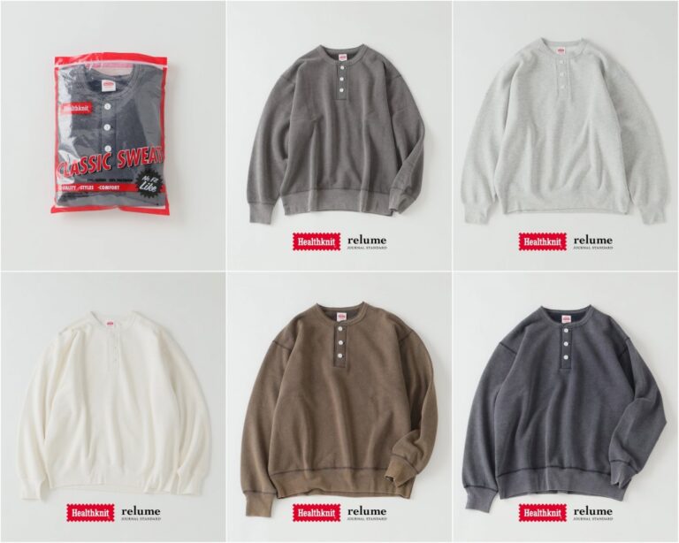JOURNAL STANDARD relume x Healthknit ヴィンテージ ヘンリーネック スウェット 2026FW（healthknit × JOURNAL STANDARD relume）
