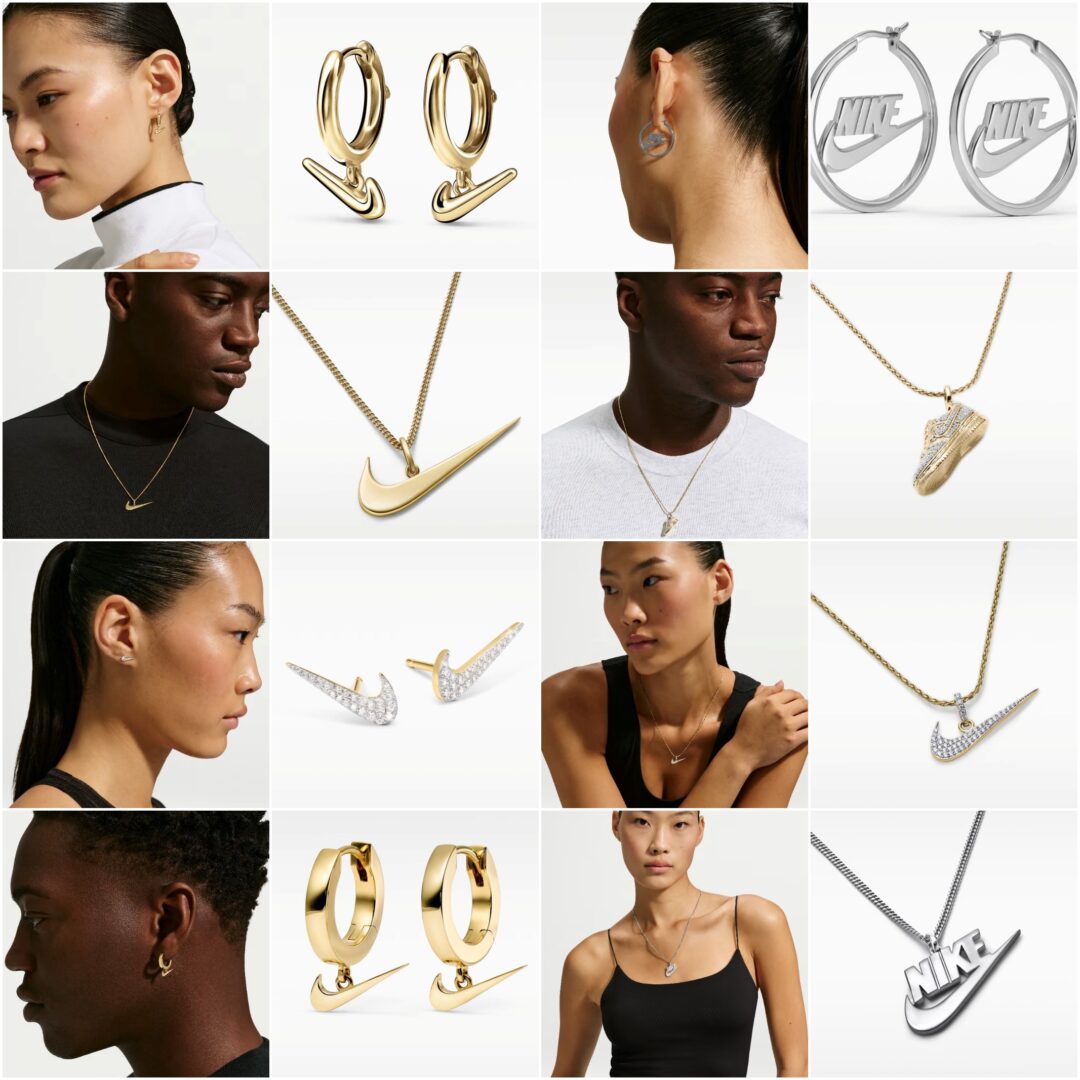 ナイキから「スウッシュネックレス」「イヤリング」などのジュエリーアイテムが発売予定 (NIKE “Swoosh Jewelry Collection”)