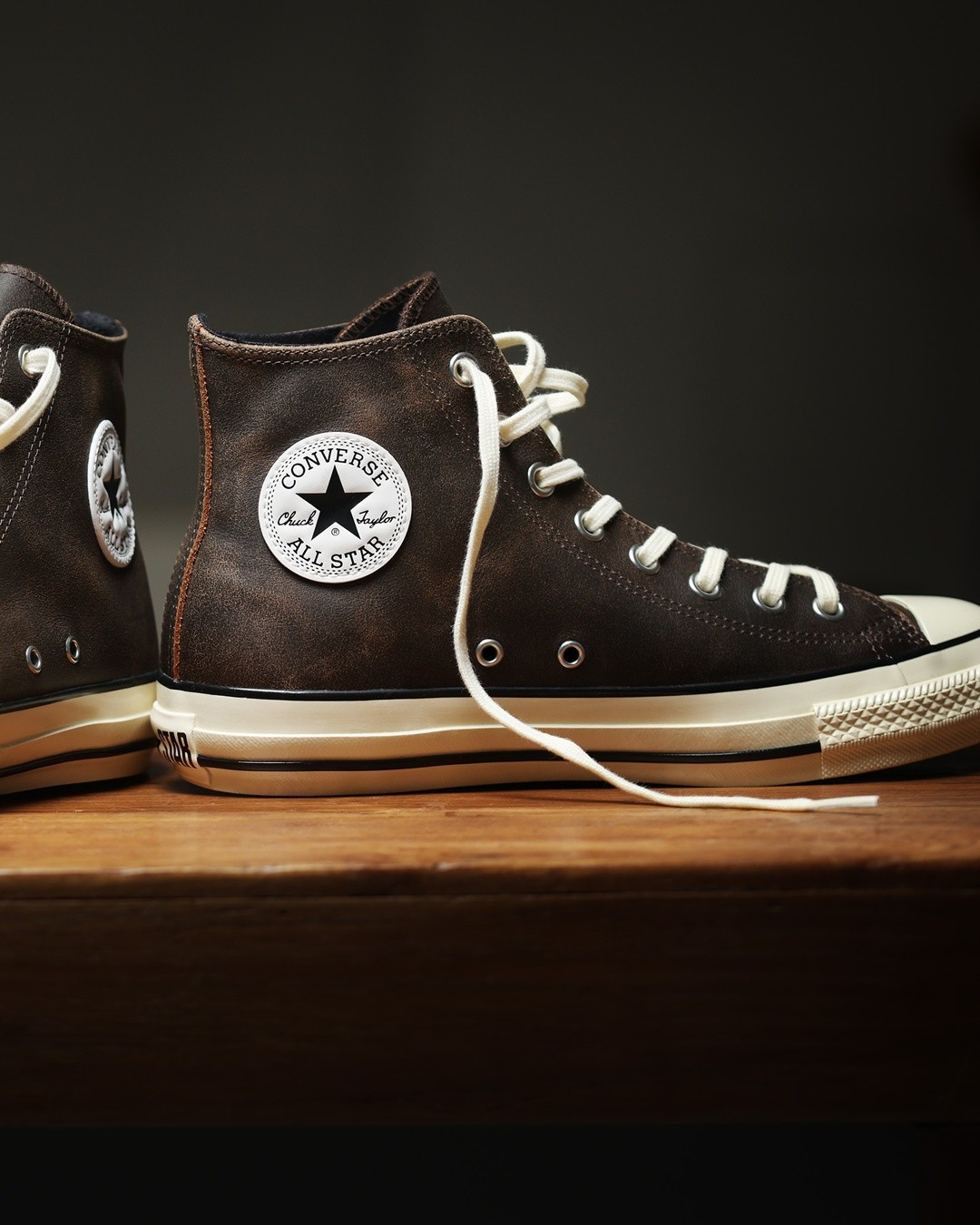 【2026年 10/16 発売】クラックドレザーを使用した CONVERSE ALL STAR AGED CRACKED LEATHER HI "Burnt Brown" (コンバース オールスター エイジド クラックドレザー "バーントブラウン") [31319290]