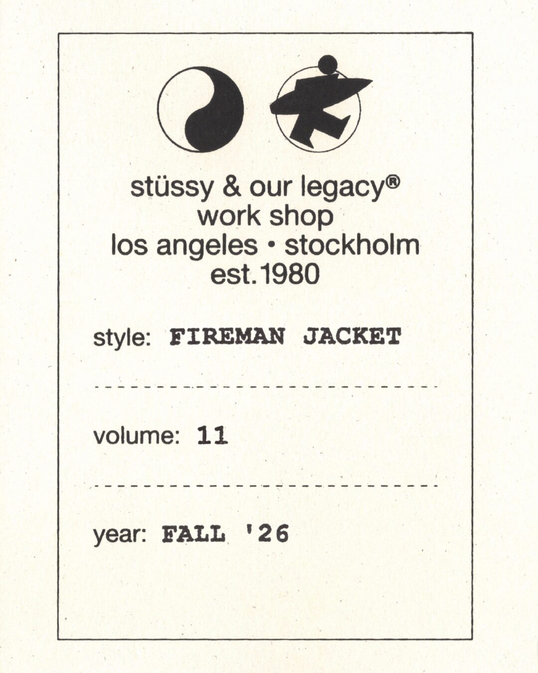 STUSSY × Our Legacy VOL. 11 ハンドメイドアイテムが2026年 10/7 10:00 発売 (ステューシー アワーレガシー)