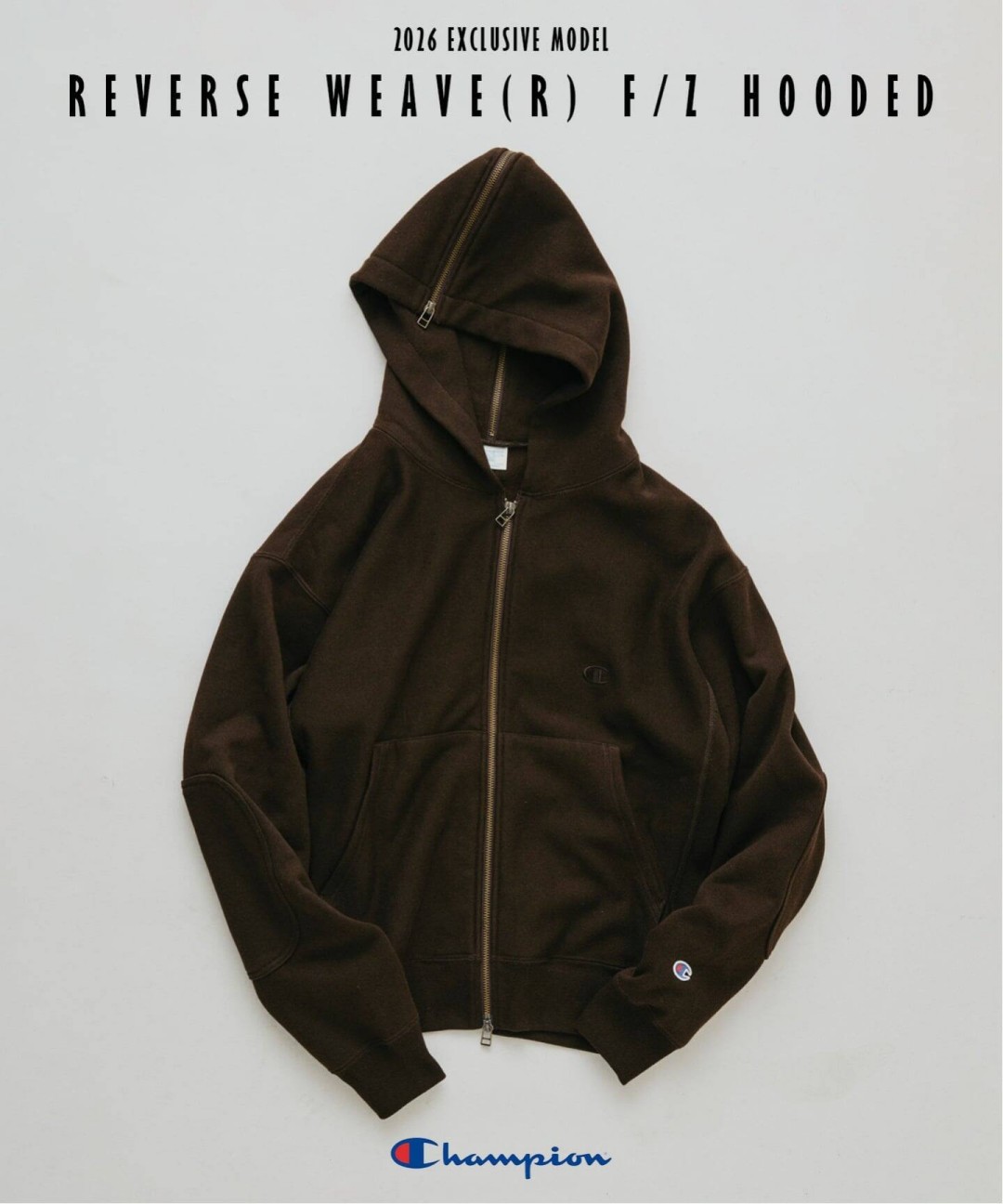 Champion × JOURNAL STANDARD relume 2026 FW 別注 “RW エルボーパッチ ジップパーカー”が11月下旬 発売 (チャンピオン ジャーナルスタンダード)