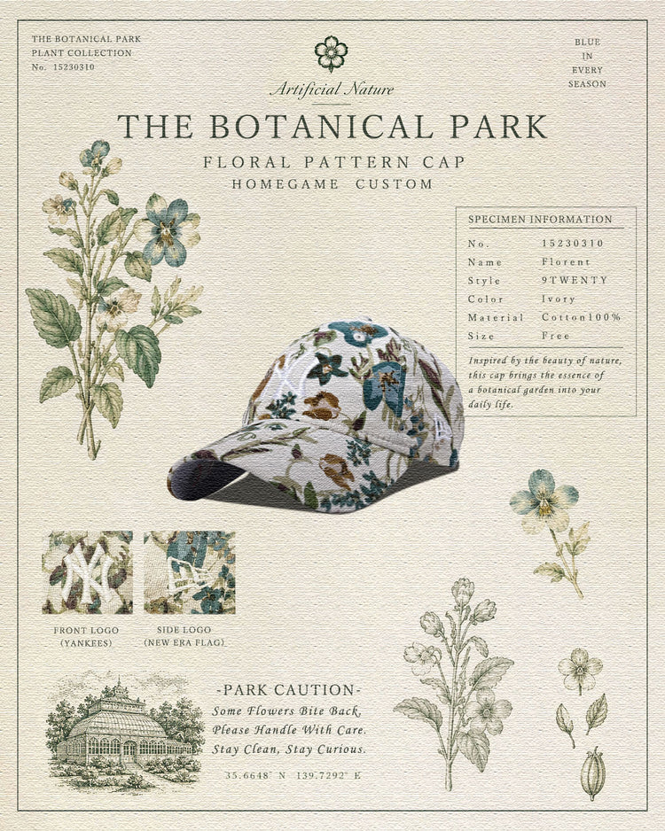 花々の彩りや植物の繊細な表情を落とし込んだ HOMEGAME CUSTOM NEW ERA 59FIFTY “THE BOTANICAL PARK” (ホームゲーム カスタム ニューエラ)